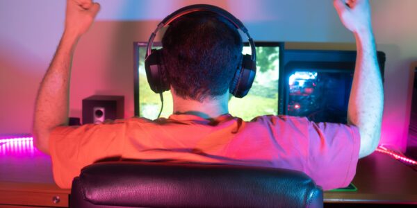 Contributor: noah Emad / Alamy Stock Photo A man celebrating while playing Schedule 1 on his PC