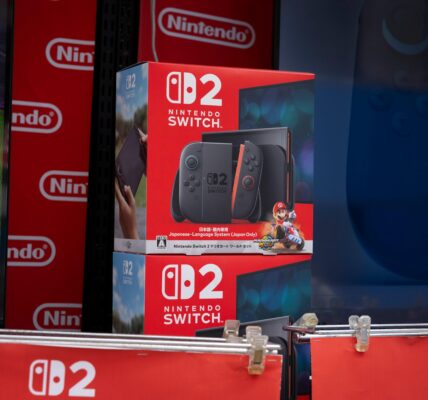 boxes of the new Nintendo Switch 2 stacked on one another