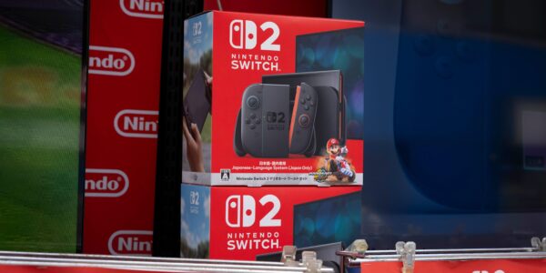 boxes of the new Nintendo Switch 2 stacked on one another