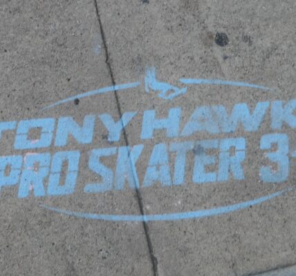 Tony Hawk's Pro Skater 3 + 4 graffiti on the concrete floor