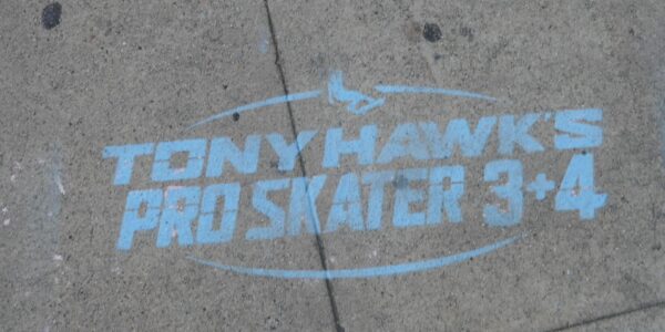 Tony Hawk's Pro Skater 3 + 4 graffiti on the concrete floor